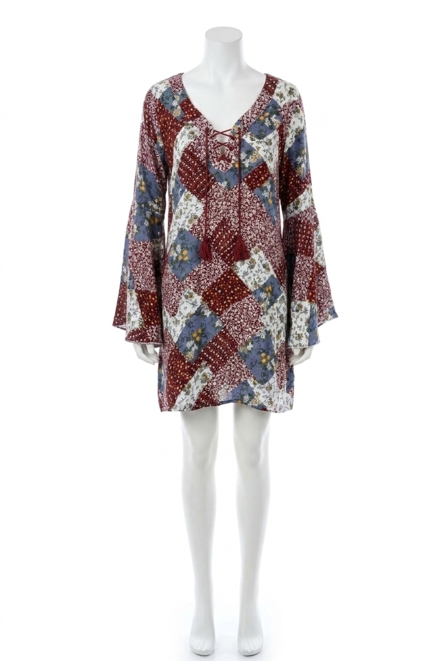 NEW VELZERA floral patchwork print mini dress in red
